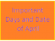 important days and date