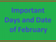 important days and date of february