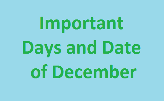 important days and date of december